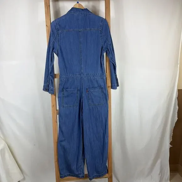 Vintage Levi's Blue Drawstring Waist Denim Jumpsuit #1295 Size XS - Picture 4 of 6